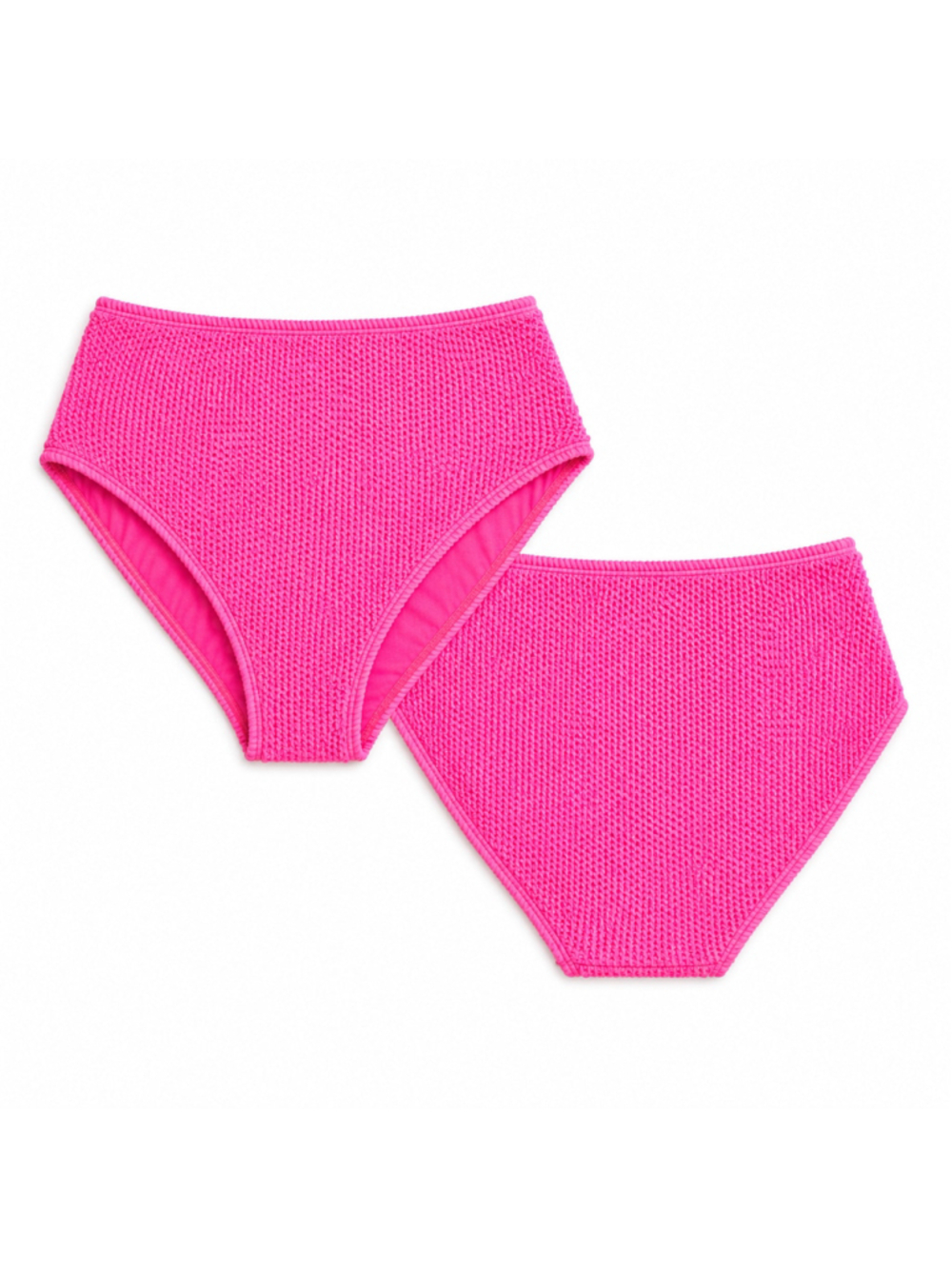 Bar III Women's Large Hot Pink High Leg High Rise Textured Bikini Bottoms NWT